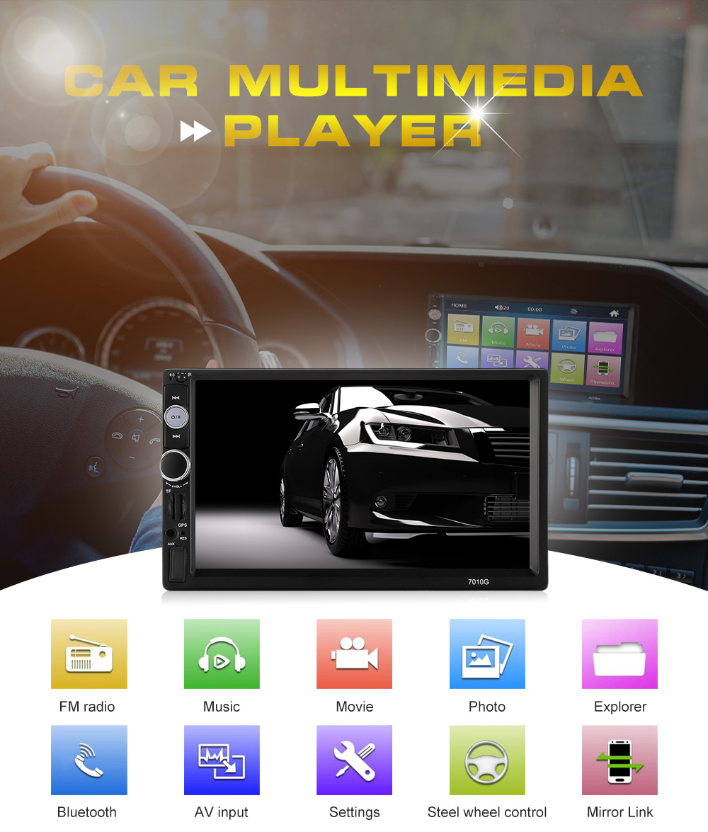 7010G Car Multimedia Player GPS Bluetooth FM Radio AV Input