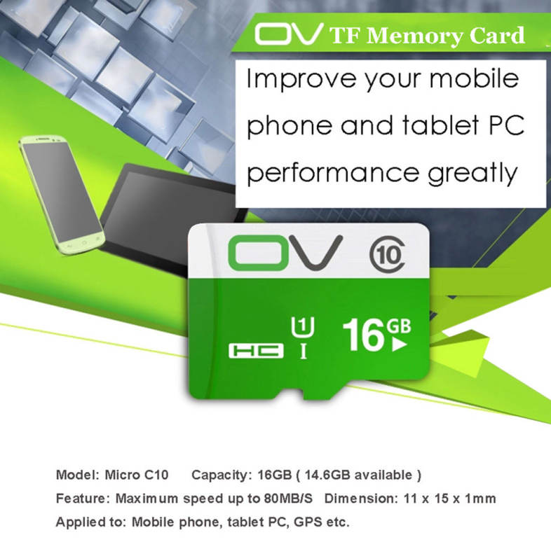 OV 16G Micro SDHC Memory Card 80MB/s Transmission Speed Class 10 UHS-1 Water Resistant / X-ray Proof / Antimagnetic