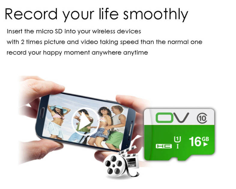 OV 16G Micro SDHC Memory Card 80MB/s Transmission Speed Class 10 UHS-1 Water Resistant / X-ray Proof / Antimagnetic