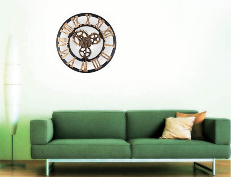 17.7 Inch 3D Large Retro Decorative Wall Clock Big Art Gear Design