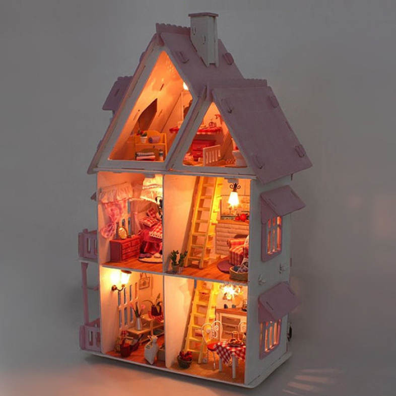 Iiecreate Lovely DIY Handmade Villa 42cm Height Princess Dream-house Birthday Gift
