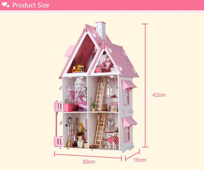 Iiecreate Lovely DIY Handmade Villa 42cm Height Princess Dream-house Birthday Gift