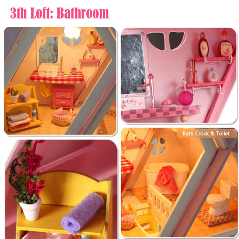 Iiecreate Lovely DIY Handmade Villa 42cm Height Princess Dream-house Birthday Gift