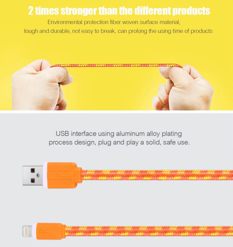 3M Colorful Nylon Braided 8 Pin Transfer Data Sync Line Charging Cable for iPhone 6 / 6s