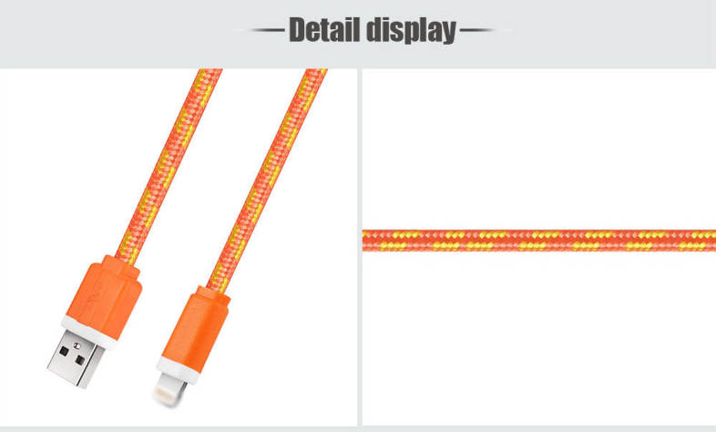 3M Colorful Nylon Braided 8 Pin Transfer Data Sync Line Charging Cable for iPhone 6 / 6s