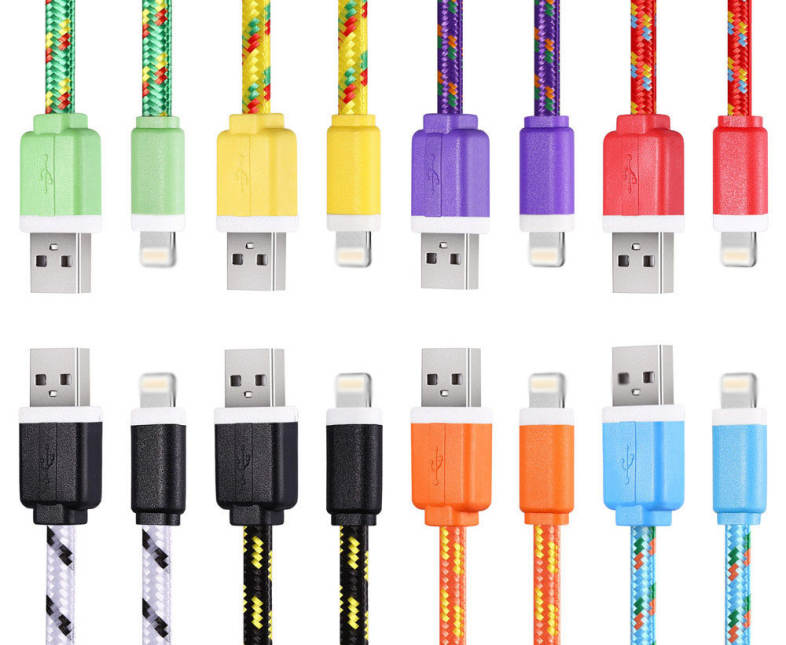 3M Colorful Nylon Braided 8 Pin Transfer Data Sync Line Charging Cable for iPhone 6 / 6s