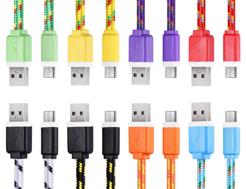 1M Type C Colorful Nylon Braided Transfer Data Sync Line Charging Cable