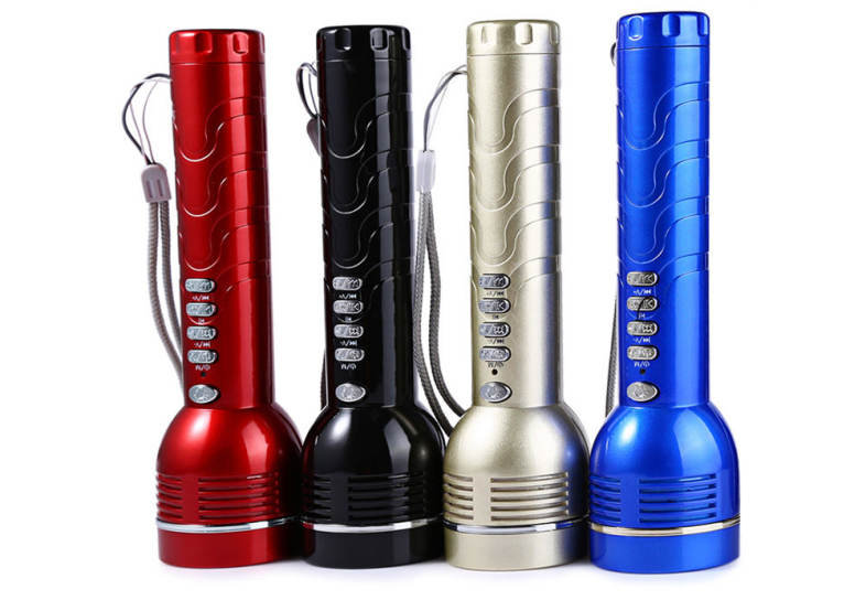 L - 538 Portable Mini MP3 Player 150 Lumens LED Flashlight Speaker with TF Card Slot FM Radio Function