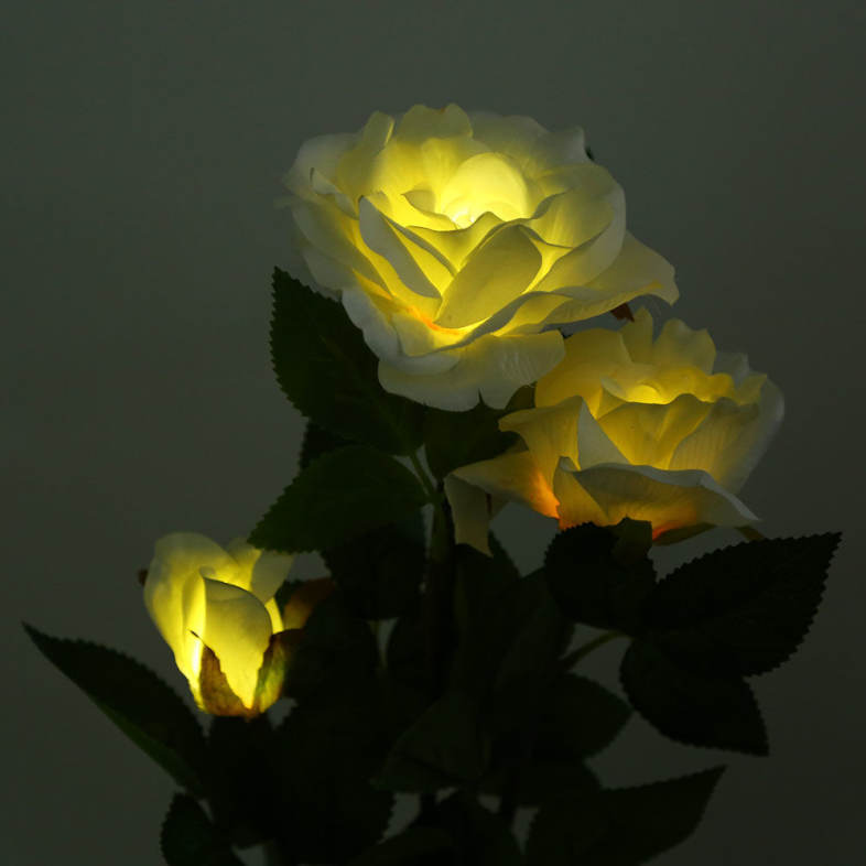 Outdoor Solar Powered LED Light Rose Flower Yard Garden Path Way Landscape Lamp