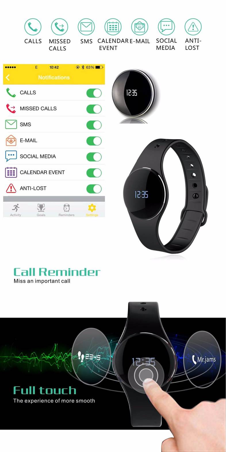 L16 Smart Bracelet Watch Bluetooth 4.0 SMS Reminder Sleep Tracker Calorie Burning for Sports
