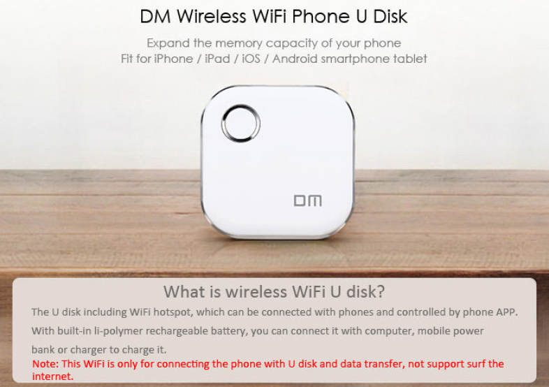 DM S3 WFD015 64GB Wireless WiFi Phone U Disk Expansion for iPhone iPad iOS / Android with LED Indicator Light