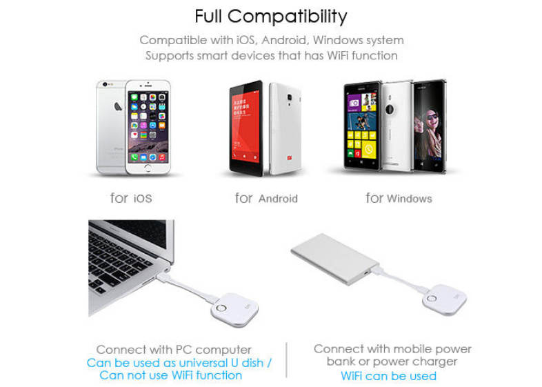 DM S3 WFD015 64GB Wireless WiFi Phone U Disk Expansion for iPhone iPad iOS / Android with LED Indicator Light