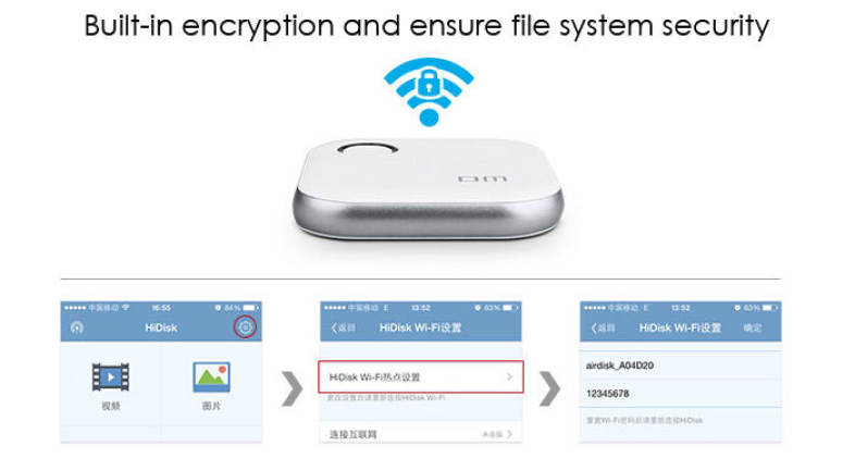 DM S3 WFD015 64GB Wireless WiFi Phone U Disk Expansion for iPhone iPad iOS / Android with LED Indicator Light