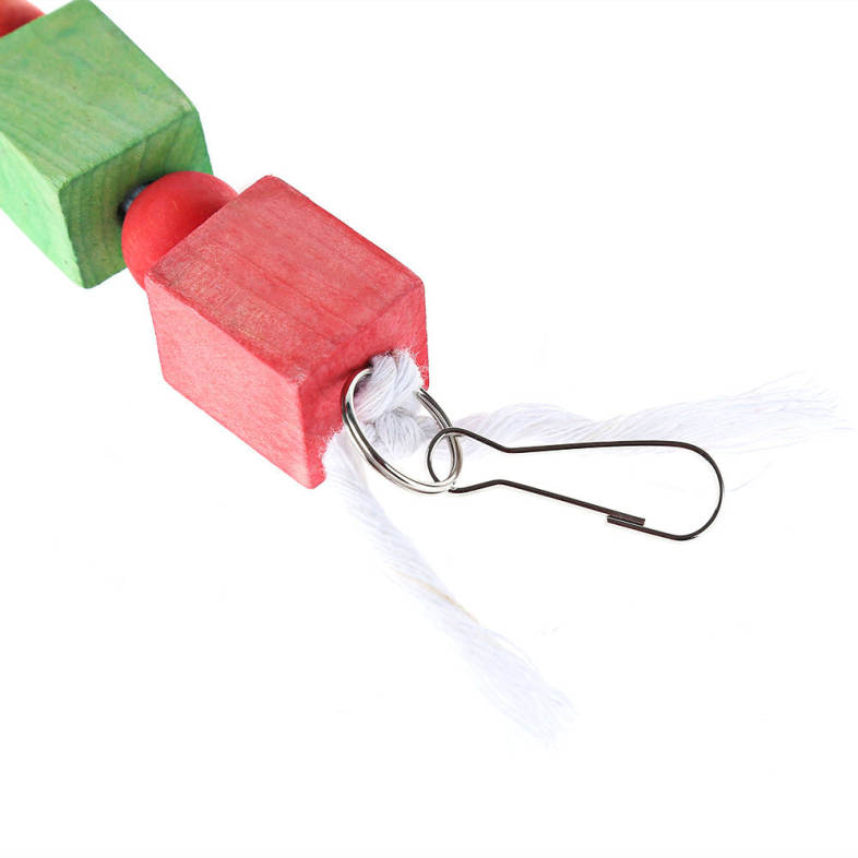 Colorful Pet Bird Chewing Biting Climbing Cubic Wooden Blocks Cage Swinging Toy