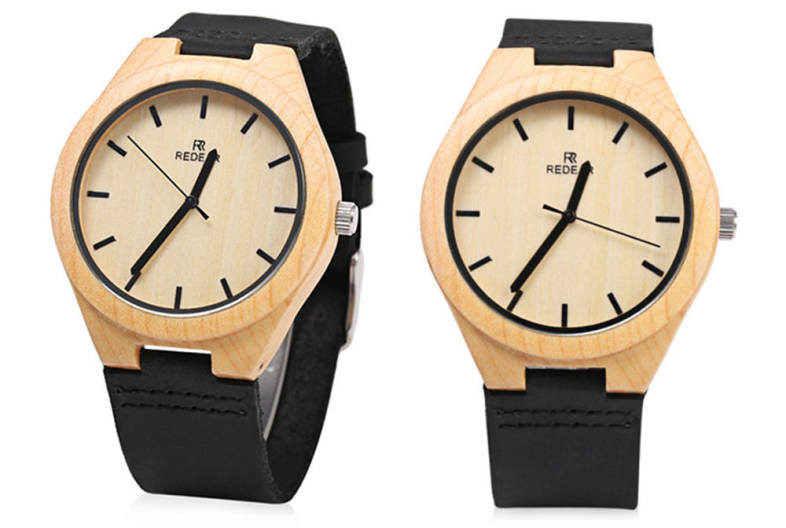 REDEAR Wooden Quartz Male Watch Simple Round Dial Leather Band Wristwatch REDEAR Wooden Quartz Male Watch Simple Round Dial Leather Band Wristwatch