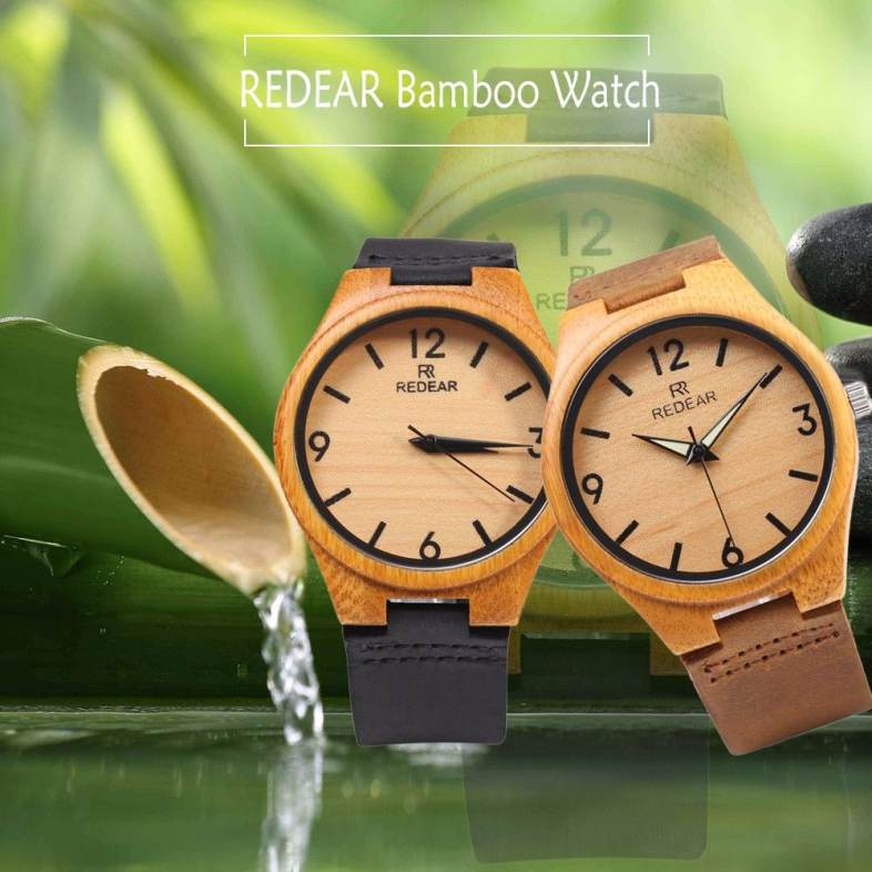 REDEAR SJ 1448 - 8 Wooden Female Quartz Watch Leather Strap Luminous Pointer Wristwatch