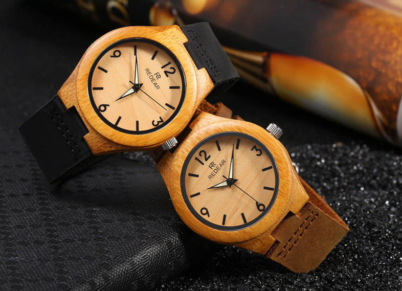 REDEAR SJ 1448 - 8 Wooden Female Quartz Watch Leather Strap Luminous Pointer Wristwatch