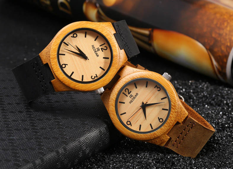 REDEAR SJ 1448 - 8 Wooden Female Quartz Watch Leather Strap Luminous Pointer Wristwatch