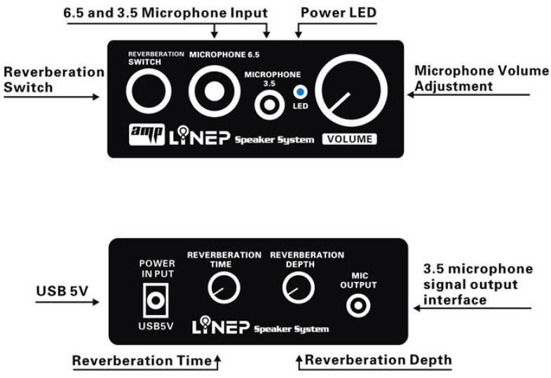 A907 Ultra Compact 2 Channel PC Microphone Sound Amplifier with 3.5mm / 6.5mm Audio Slot