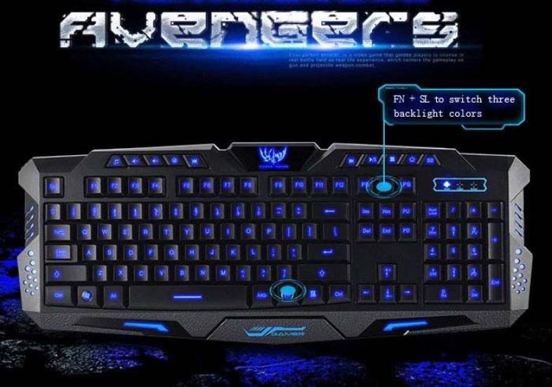 M - 200 Bilingual Russian / English Three Adjustable Backlight Colors USB Wired Gaming Keyboard