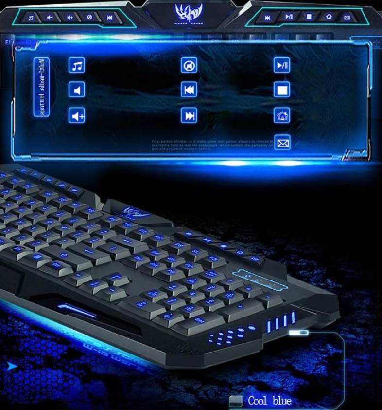 M - 200 Bilingual Russian / English Three Adjustable Backlight Colors USB Wired Gaming Keyboard