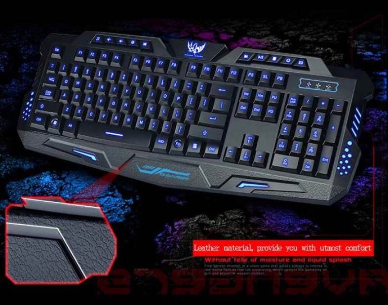 M - 200 Bilingual Russian / English Three Adjustable Backlight Colors USB Wired Gaming Keyboard