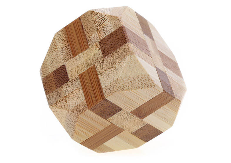 3D Interlocking Wooden Tetrakaidecahedron Burr Puzzle IQ Brain Teaser Intelligence Game Toy
