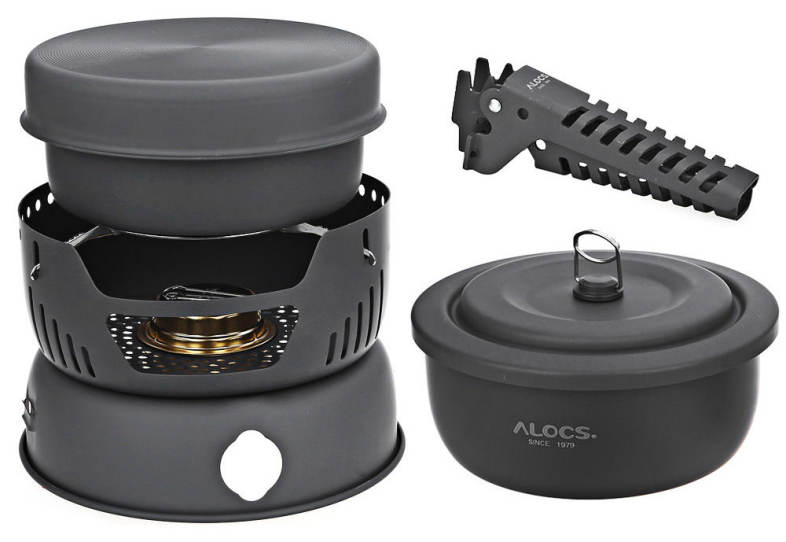 ALOCS CW - C05 Portable 2 - 4 Person 10pcs Kitchenware Set Alcohol Stove for Outdoor Hiking Camping Picnic