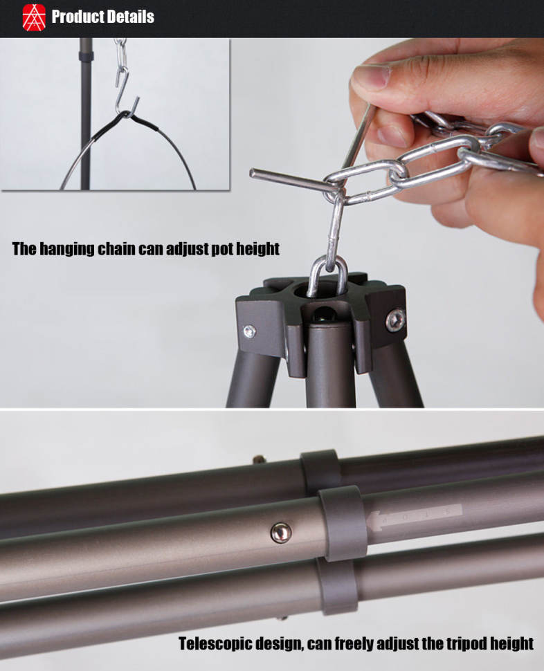 ALOCS CF - RT06 Portable Outdoor Picnic Foldable Cooking Tripod Barbecue Accessory