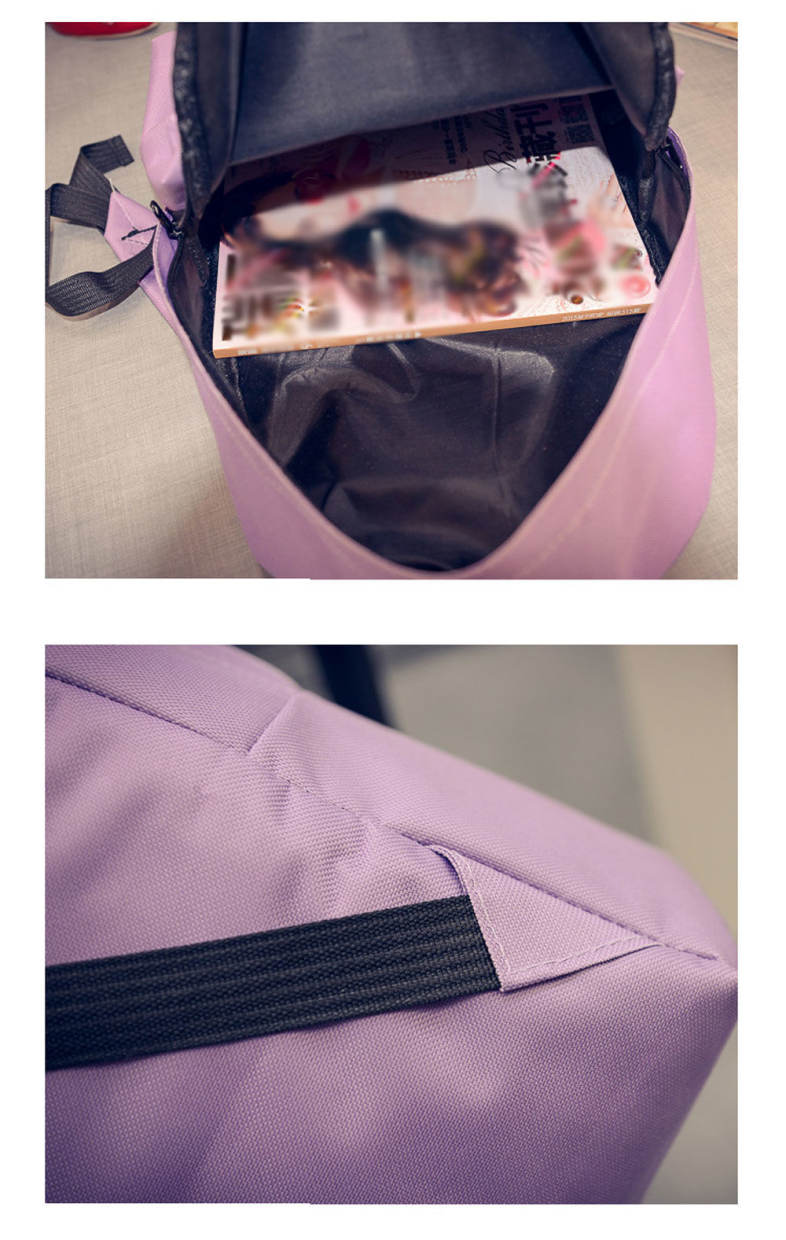 Women Embroidery Letter Embellishment Solid Color Vertical Zipper Backpack