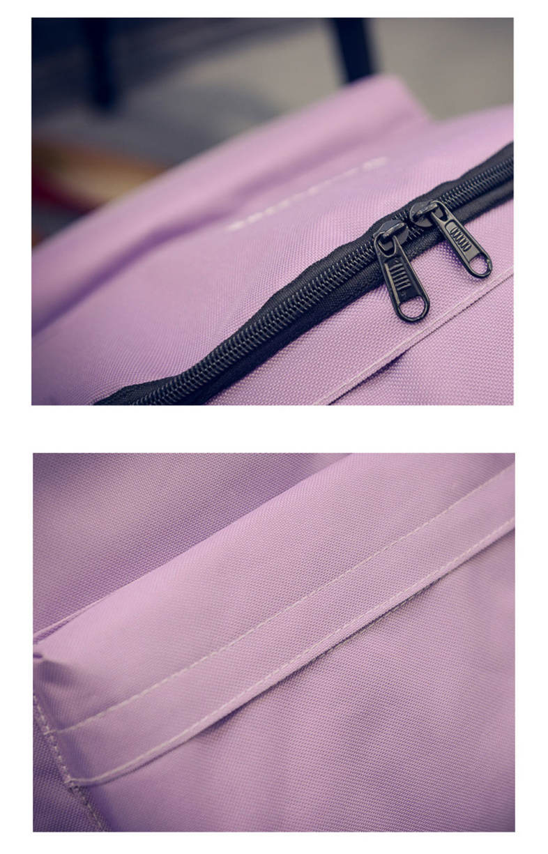 Women Embroidery Letter Embellishment Solid Color Vertical Zipper Backpack