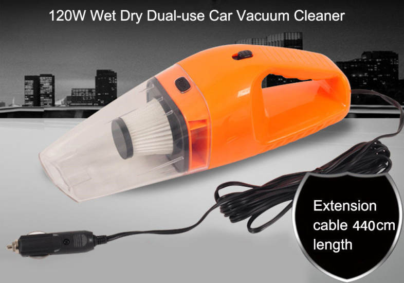 Portable High Power 120W Car Vacuum Cleaner Wet Dry Aspirador Dual-use Super Suction