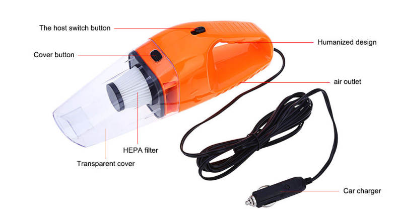 Portable High Power 120W Car Vacuum Cleaner Wet Dry Aspirador Dual-use Super Suction