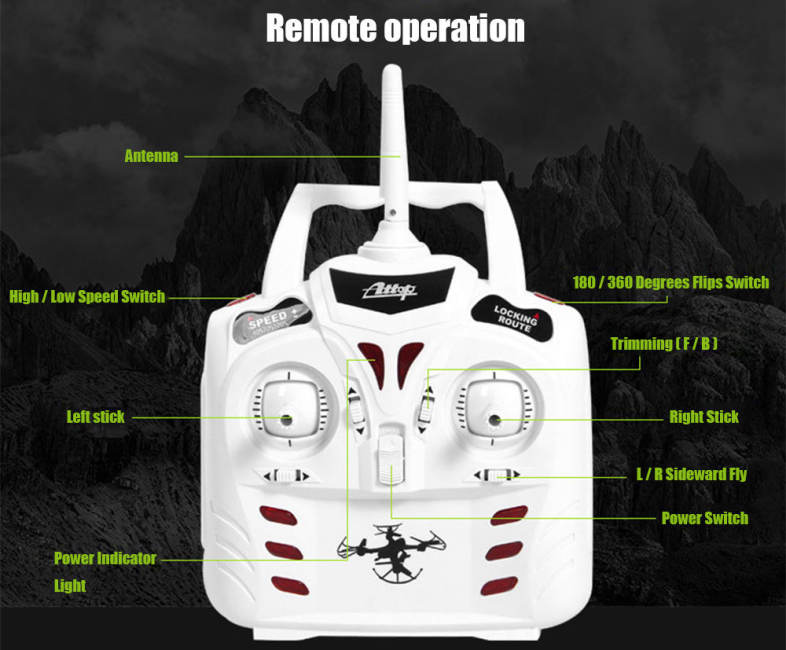 Attop A5 2.4G 4CH 6-Axis Gyro RTF Remote Control Quadcopter 180 / 360 Degree Flips Drone Toy