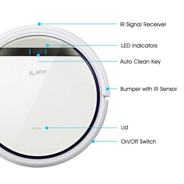 ilife Intelligent Robotic Vacuum Cleaner LCD Touch Screen Self-charge HEPA Filter Sensor Remote Control Robot Aspirador