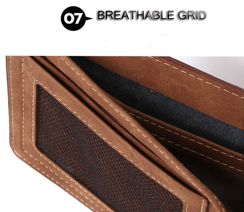 baellerry Men Solid Color Letter Open Short Horizontal Wallet