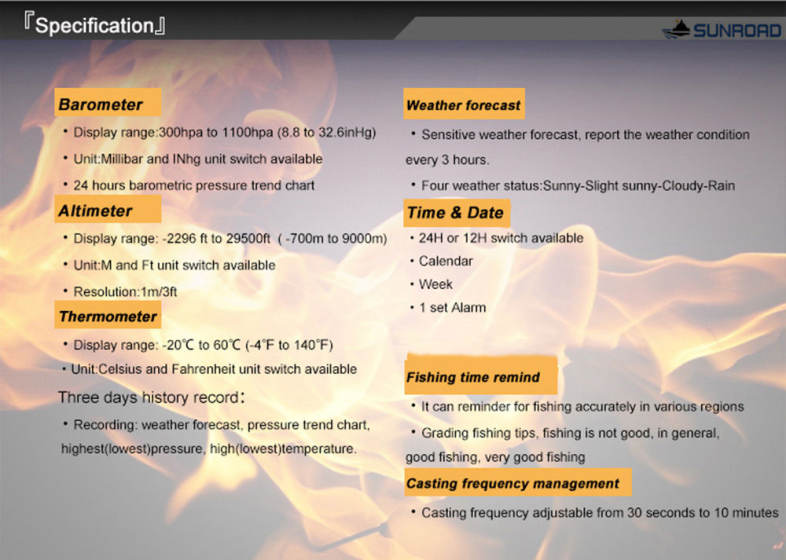 SUNROAD FR720 Multifunctional Fishing Digital Barometer Men Watch Altimeter 50M Water Resistance Sports Wristwatch