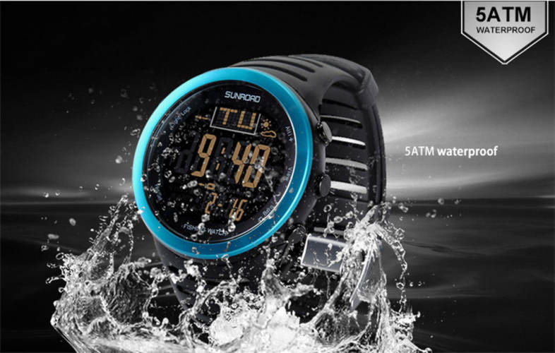 SUNROAD FR720 Multifunctional Fishing Digital Barometer Men Watch Altimeter 50M Water Resistance Sports Wristwatch
