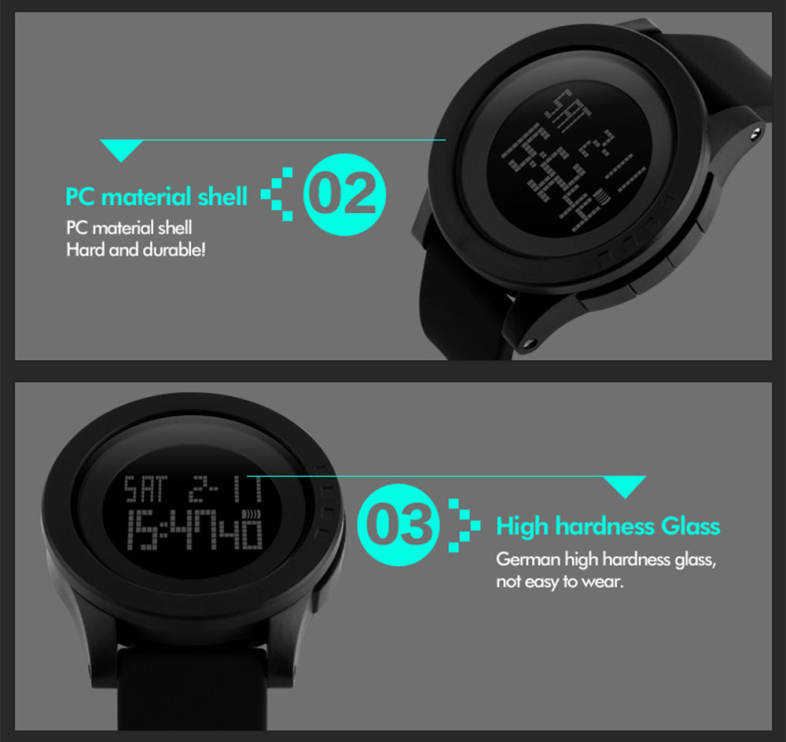 SKMEI 1142 Male Sport LED Digital Watch Water Resistance Wristwatch