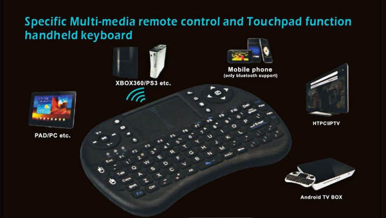 iPazzPort KP - 810 - 21 2.4GHz Mini I8 Multifunction Portable Wireless QWERTY Keyboard with Touchpad Mouse