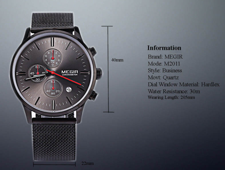 MEGIR M2011 Men Fashion Quartz Watch Luminous Pointer Calendar Chronograph Wristwatch MEGIR M2011 Men Fashion Quartz Watch Luminous Pointer Calendar Chronograph Wristwatch