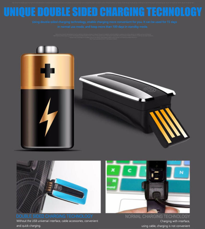 HB02 Smart Bluetooth Wristband Heart Rate Track Watch with USB Plug