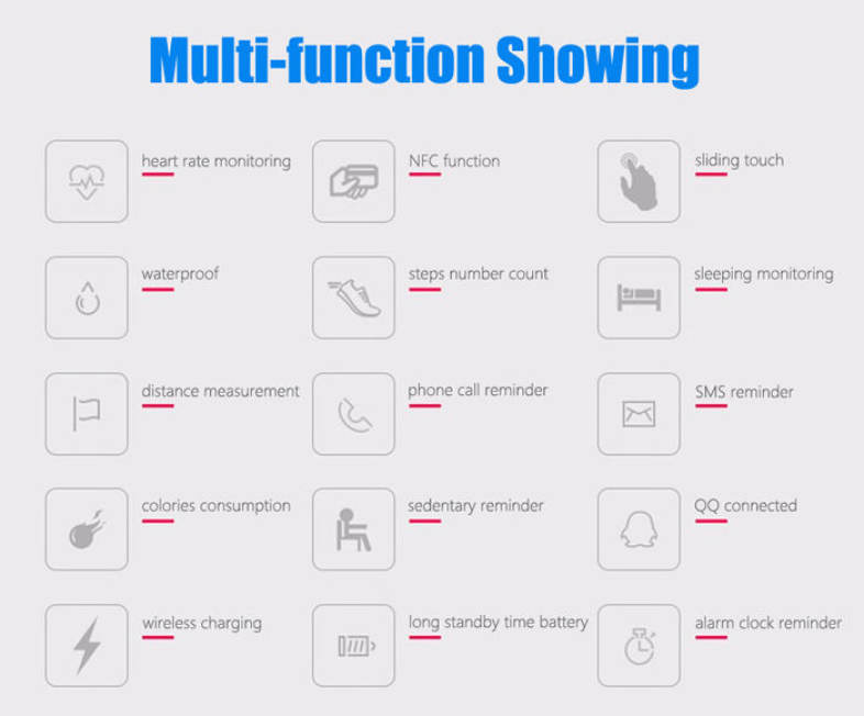 HB02 Smart Bluetooth Wristband Heart Rate Track Watch with USB Plug