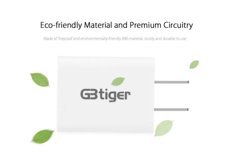GBTIGER Qualcomm Certificated QC 2.0 Single USB Travel Charging Adapter with USB Cable