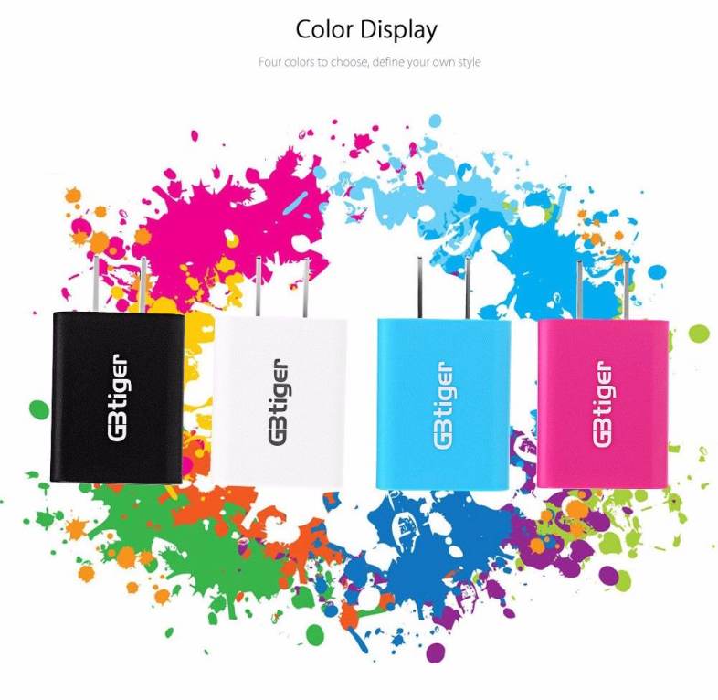 GBTIGER Qualcomm Certificated QC 2.0 Single USB Travel Charging Adapter with USB Cable