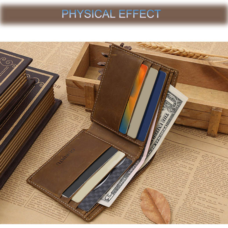 GUBINTU Men Thread Solid Color Letter Leather Open Horizontal Soft Wallet GUBINTU Men Thread Solid Color Letter Leather Open Horizontal Soft Wallet