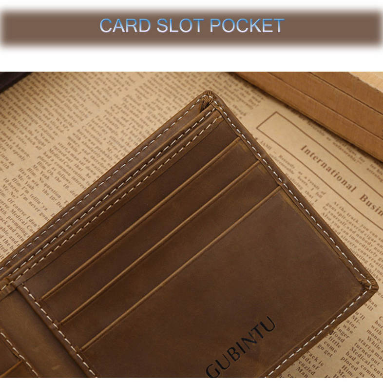 GUBINTU Men Thread Solid Color Letter Leather Open Horizontal Soft Wallet GUBINTU Men Thread Solid Color Letter Leather Open Horizontal Soft Wallet