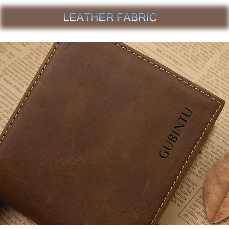 GUBINTU Men Thread Solid Color Letter Leather Open Horizontal Soft Wallet GUBINTU Men Thread Solid Color Letter Leather Open Horizontal Soft Wallet