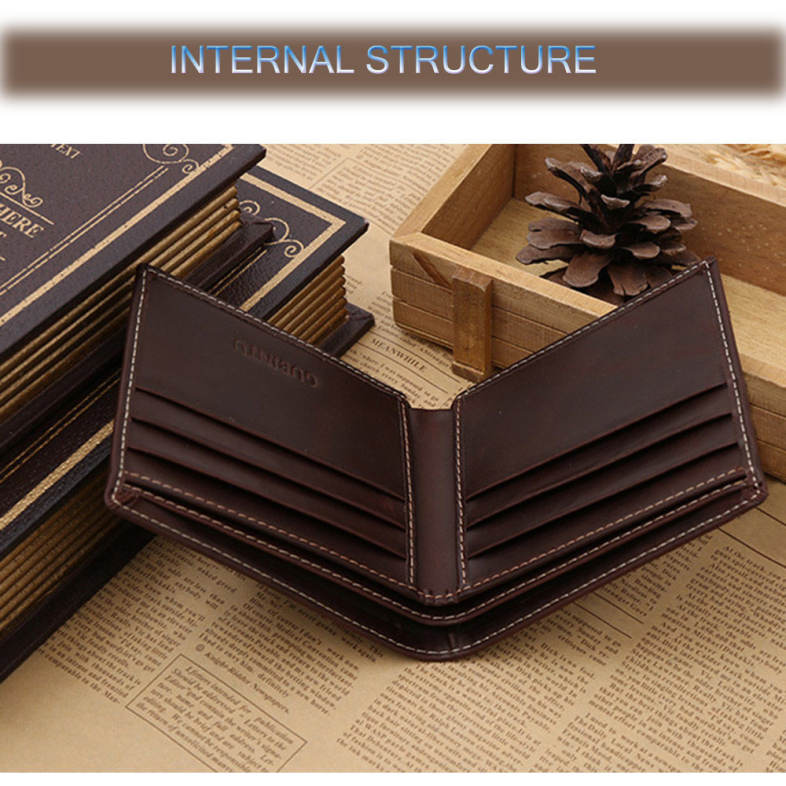 GUBINTU Men Thread Solid Color Letter Leather Open Horizontal Soft Wallet GUBINTU Men Thread Solid Color Letter Leather Open Horizontal Soft Wallet