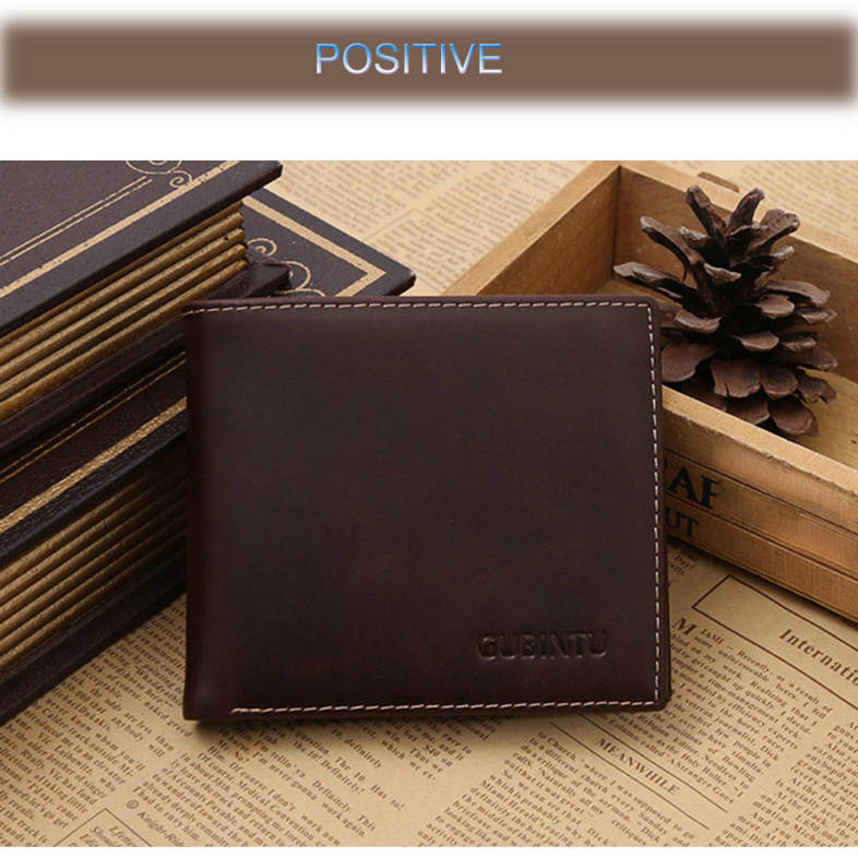 GUBINTU Men Thread Solid Color Letter Leather Open Horizontal Soft Wallet GUBINTU Men Thread Solid Color Letter Leather Open Horizontal Soft Wallet